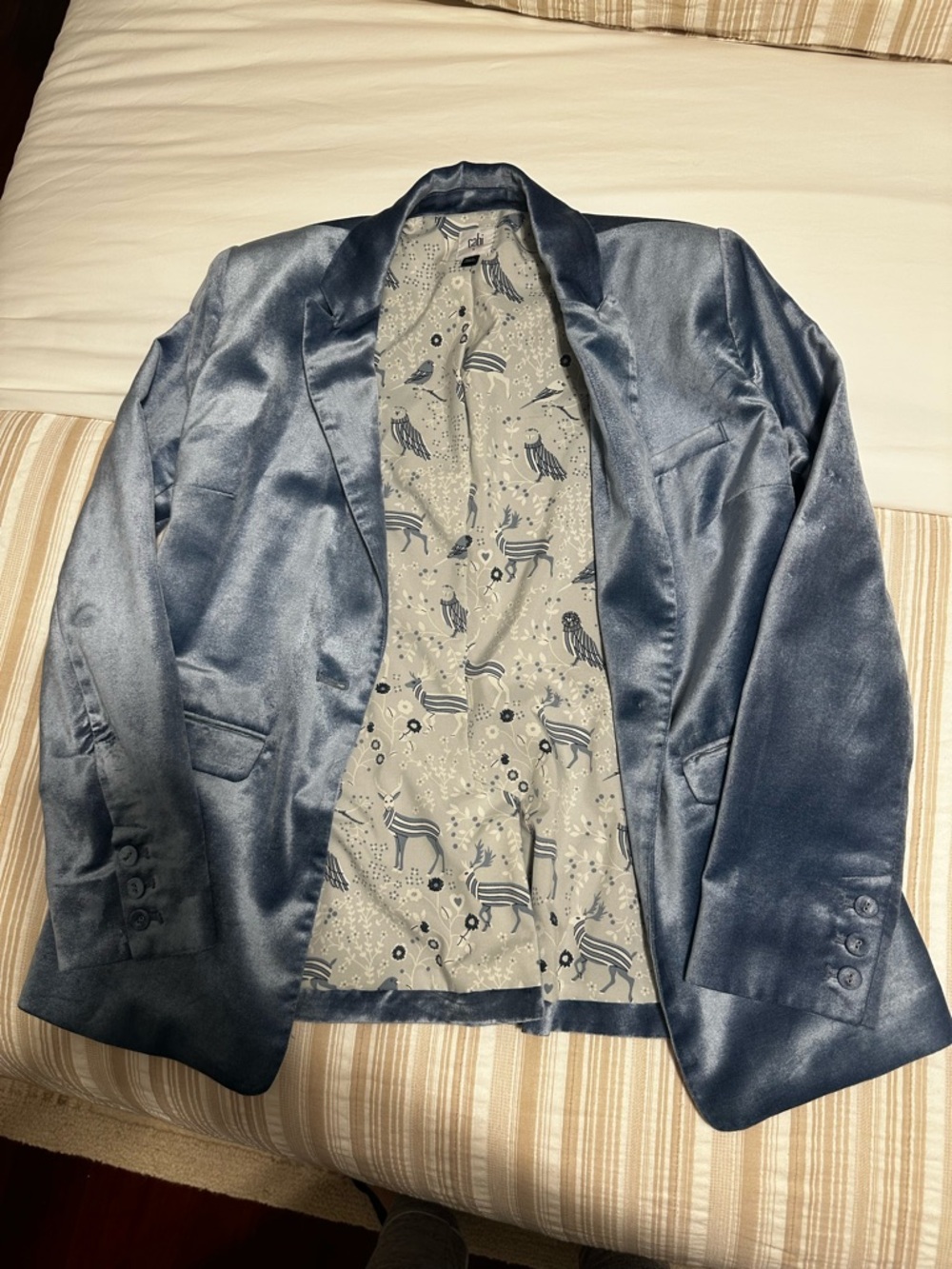 CAbi Blue and White Jaden Jacket (S)